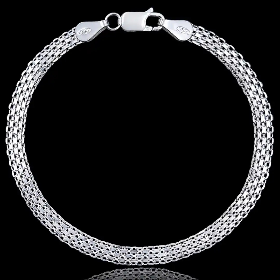 pulseira de prata masculina - esteira 4mm - prata 925
