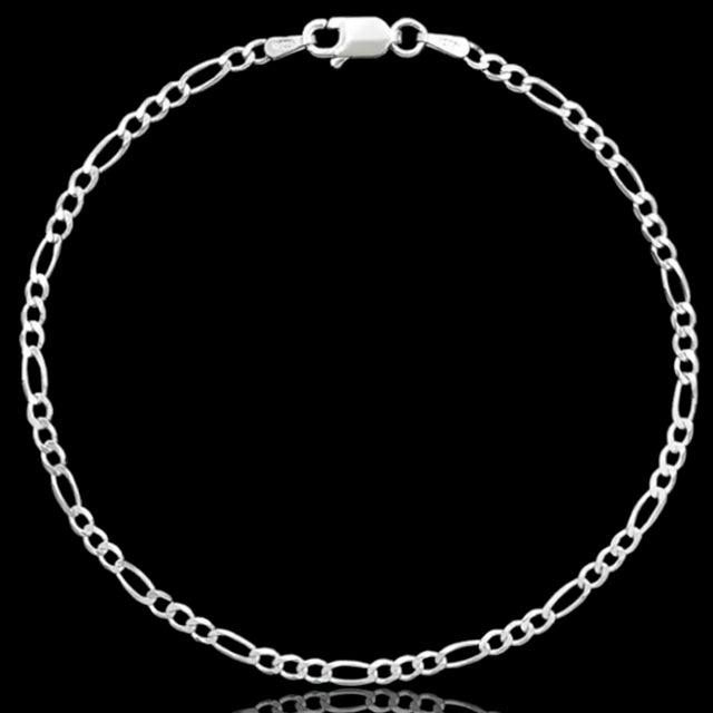 pulseira de prata masculina - figaro 3x1 - prata 925