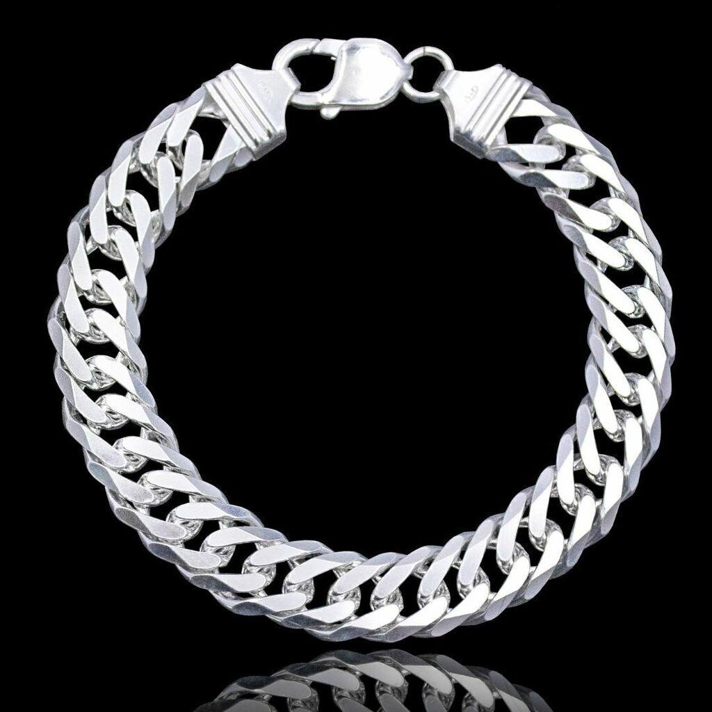 pulseira de prata masculina - grumet duplo 12mm - prata 925