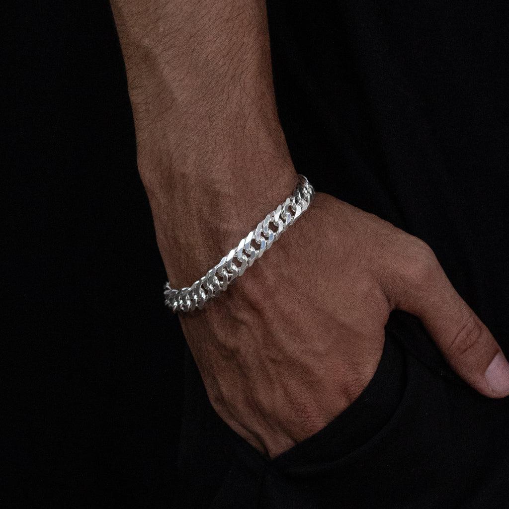 pulseira de prata masculina - grumet duplo 12mm - prata 925
