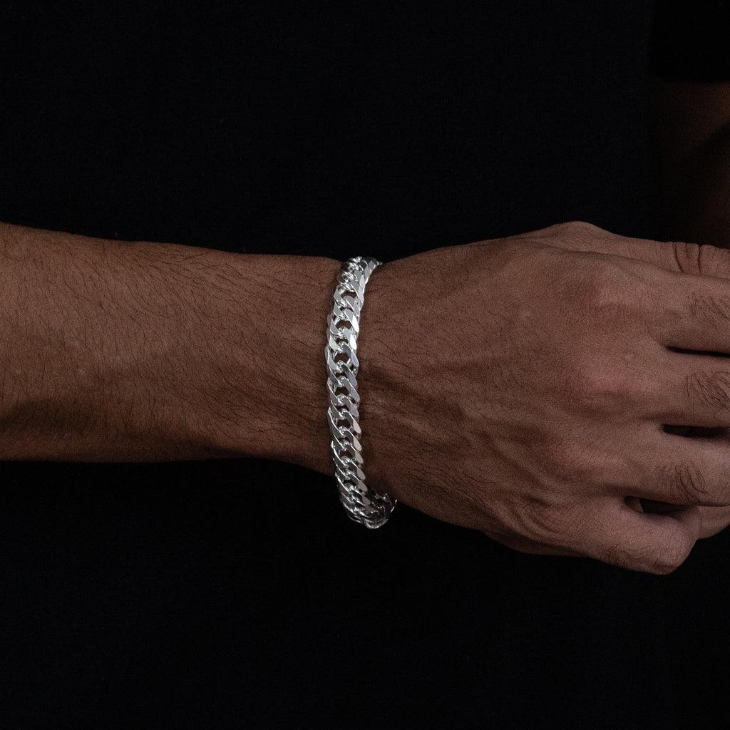 pulseira de prata masculina - grumet duplo 12mm - prata 925