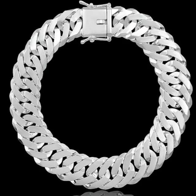 pulseira de prata masculina - grumet duplo 13mm - prata 925