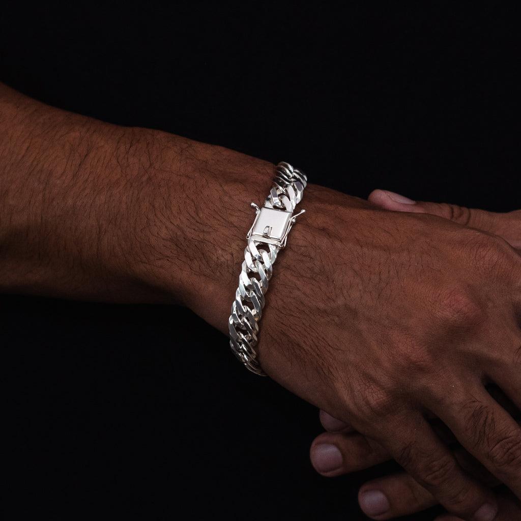 pulseira de prata masculina - grumet duplo 13mm - prata 925