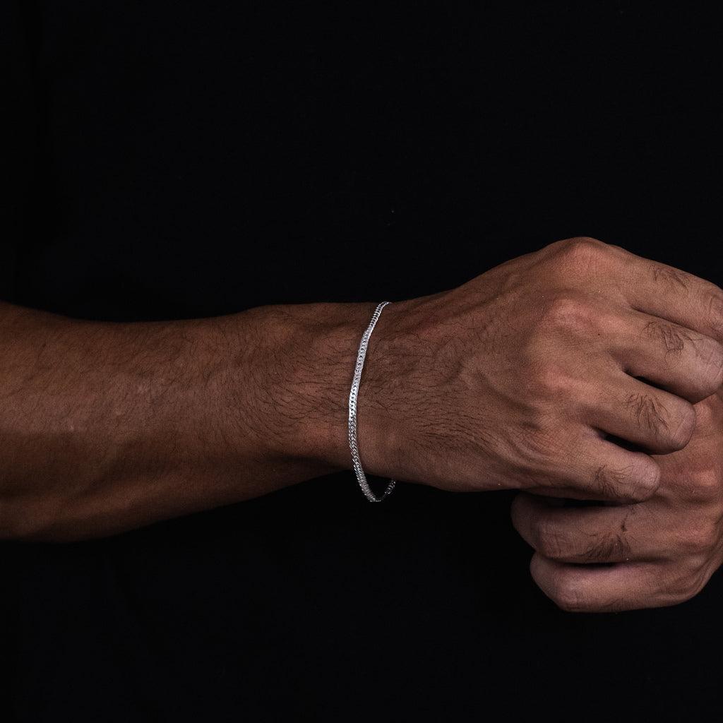 pulseira de prata masculina - grumet duplo 3mm - prata 925