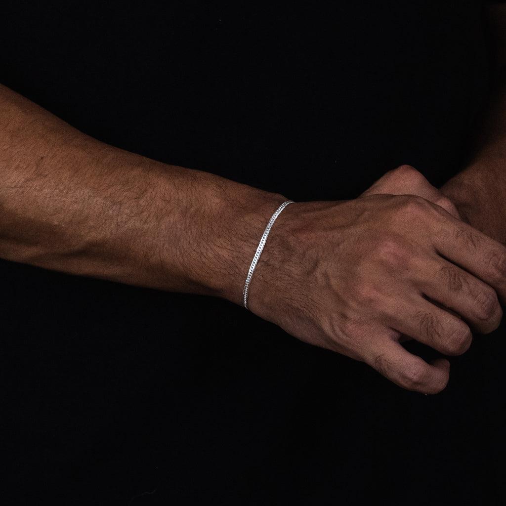 pulseira de prata masculina - grumet duplo 3mm - prata 925