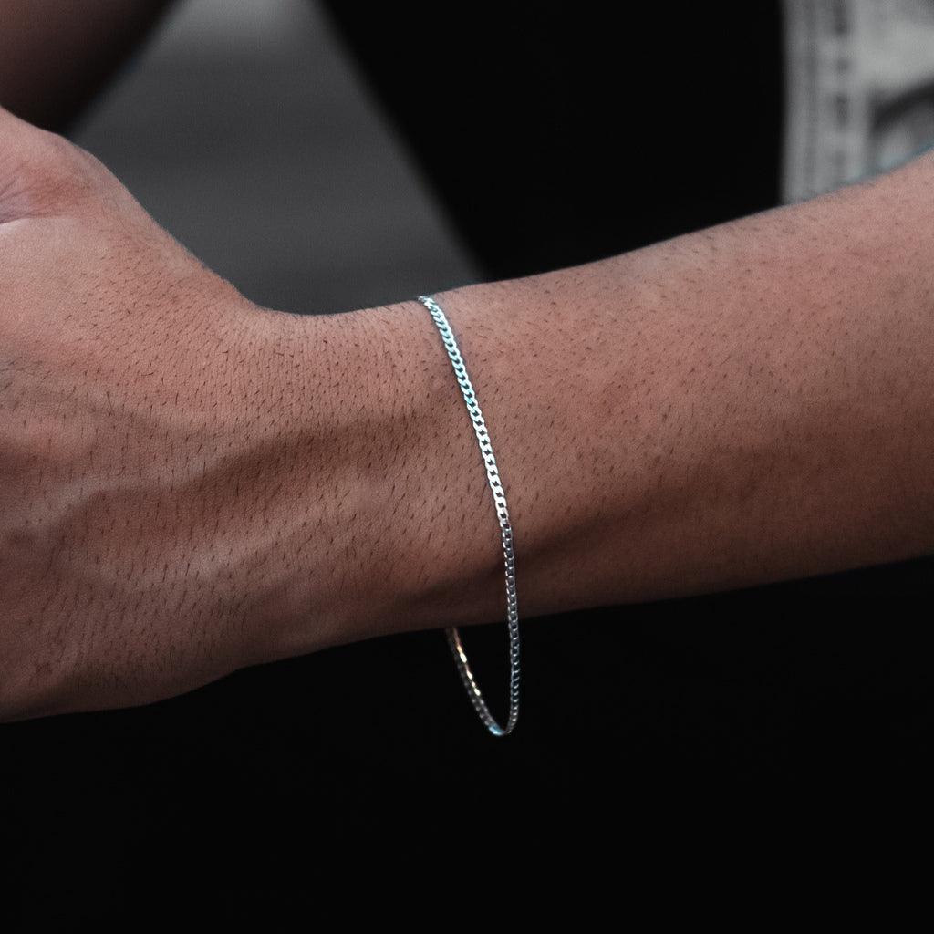 pulseira de prata masculina - grumet escama 2mm - prata 925