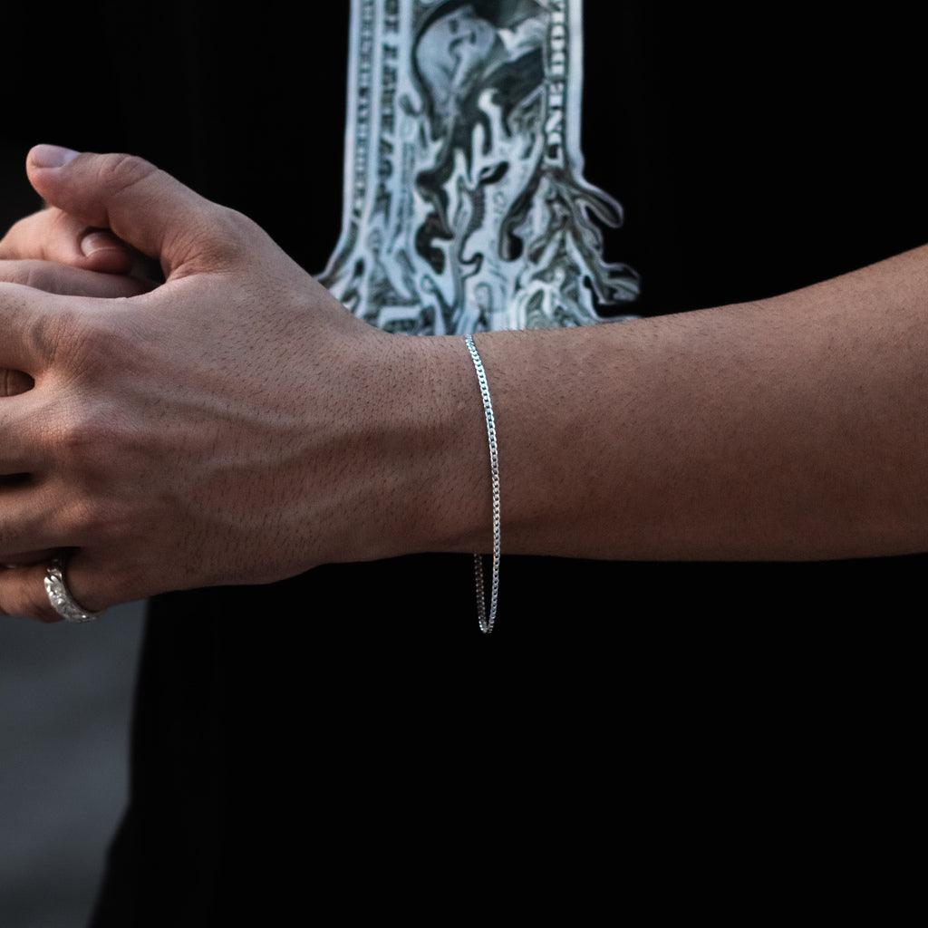 pulseira de prata masculina - grumet escama 2mm - prata 925