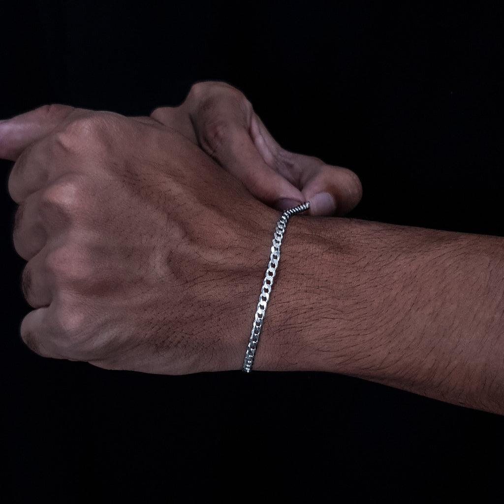 pulseira de prata masculina - grumet escama 4mm - prata 925