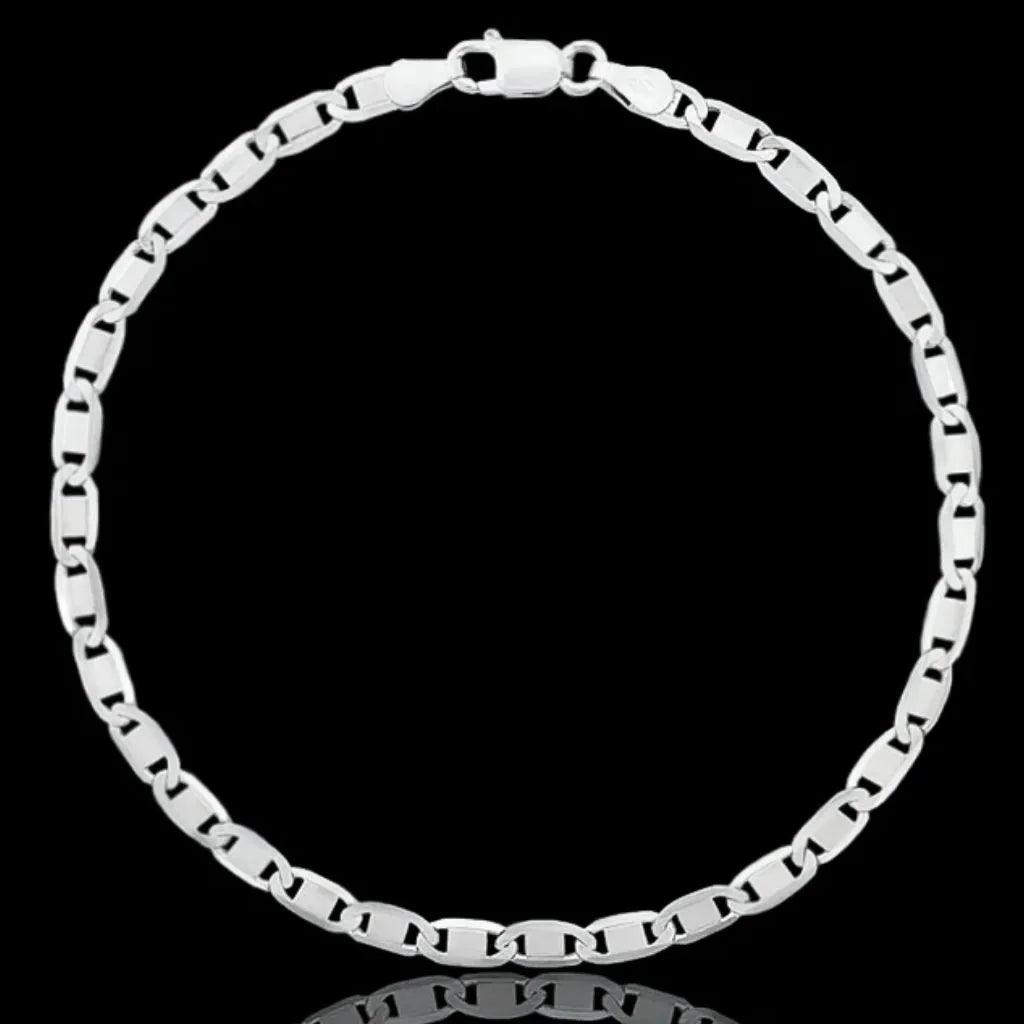pulseira de prata masculina -piastrine 4mm - prata 925