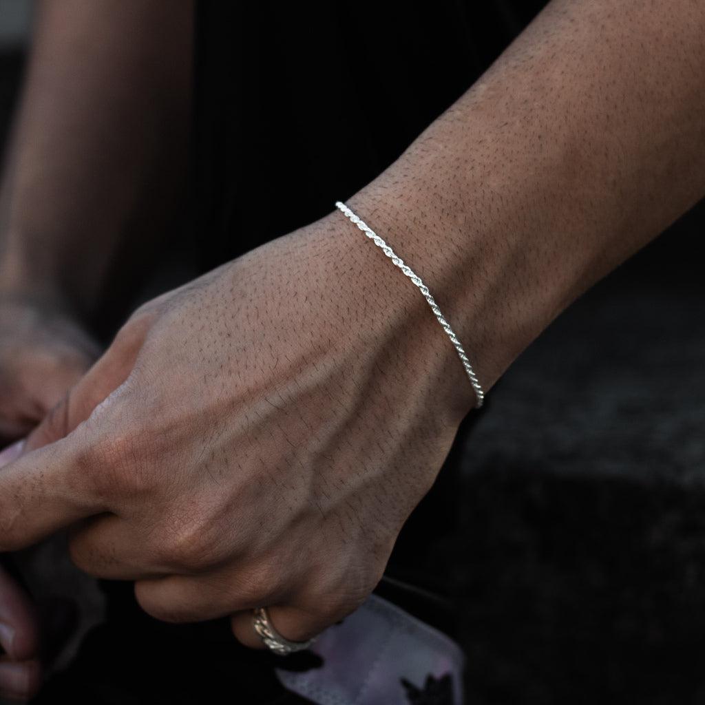 pulseira de prata masculina - elo baiano - prata 925