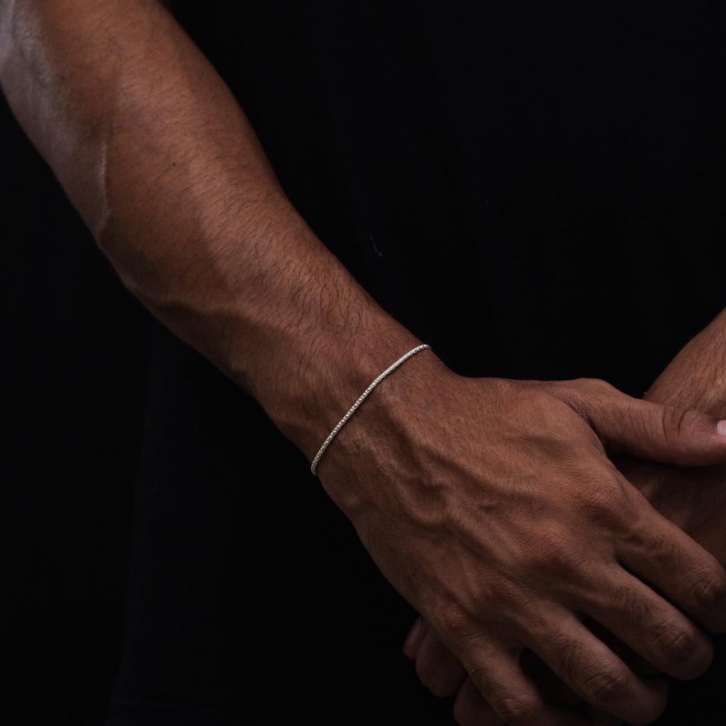 pulseira de prata masculina - pipoca sphere - prata 925