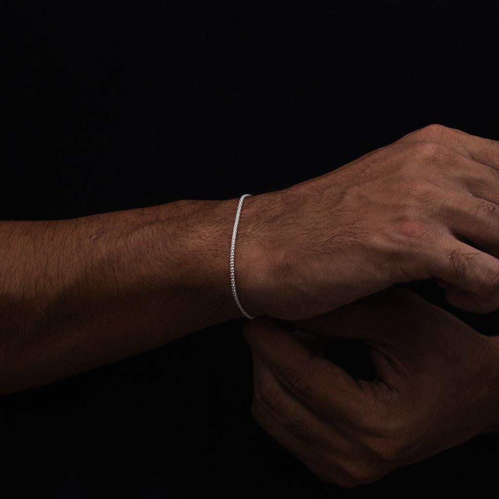 pulseira de prata masculina - pipoca sphere - prata 925