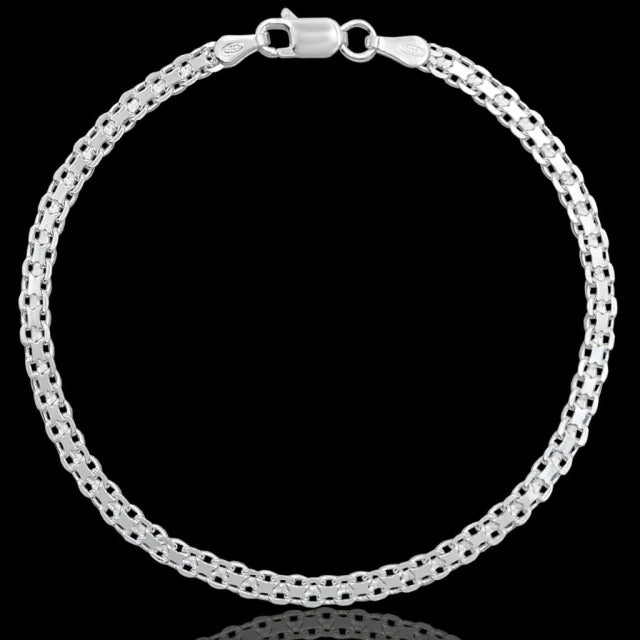 pulseira de prata masculina - cadeado duplo 3mm - prata 925