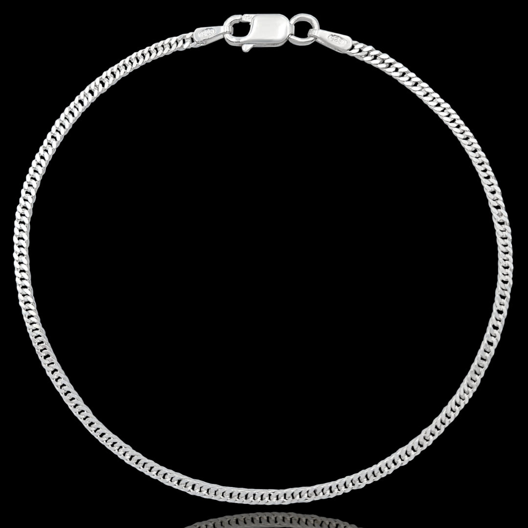 pulseira de prata masculina - grumet duplo 2mm - prata 925
