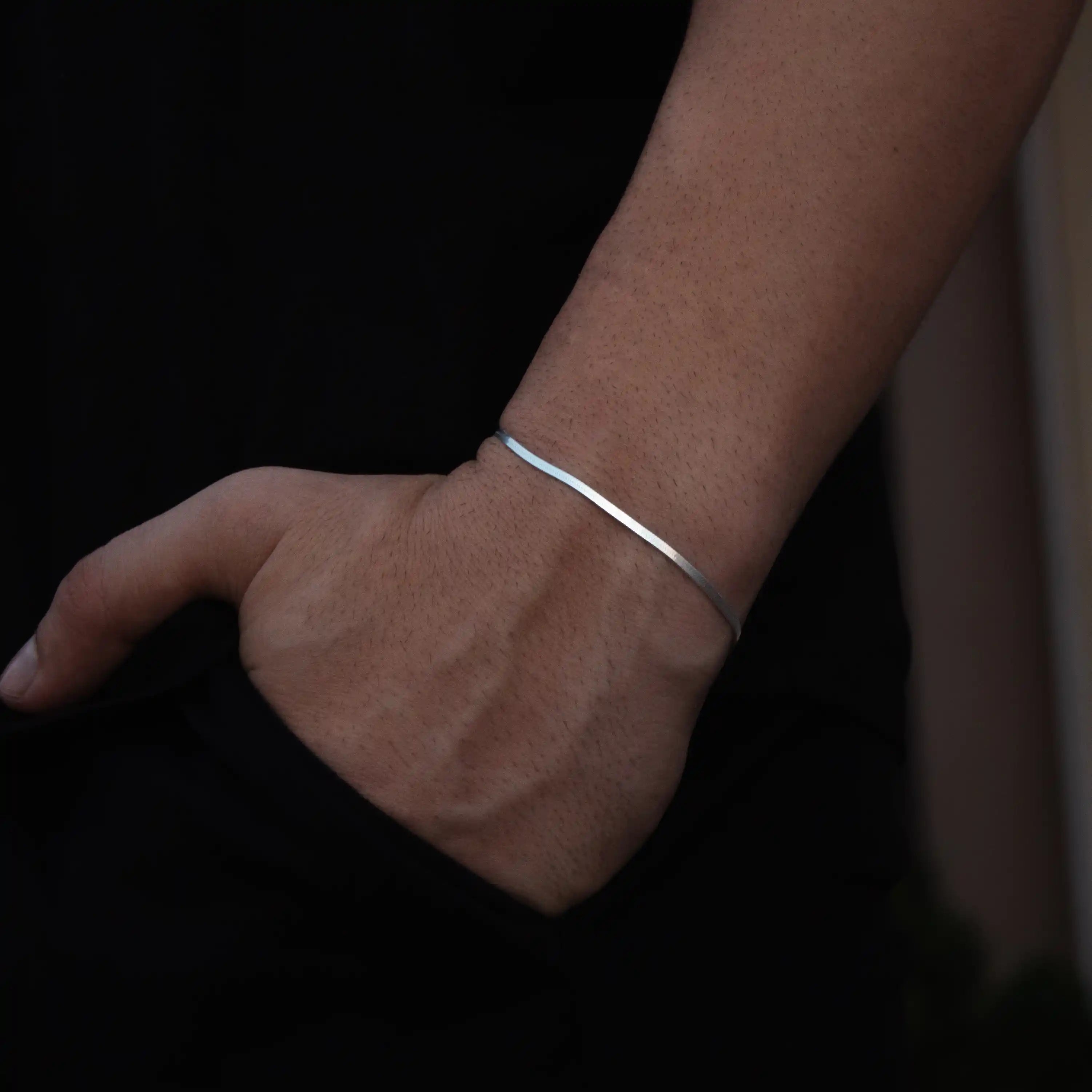 pulseira de prata masculina - laminada 4mm - prata 925