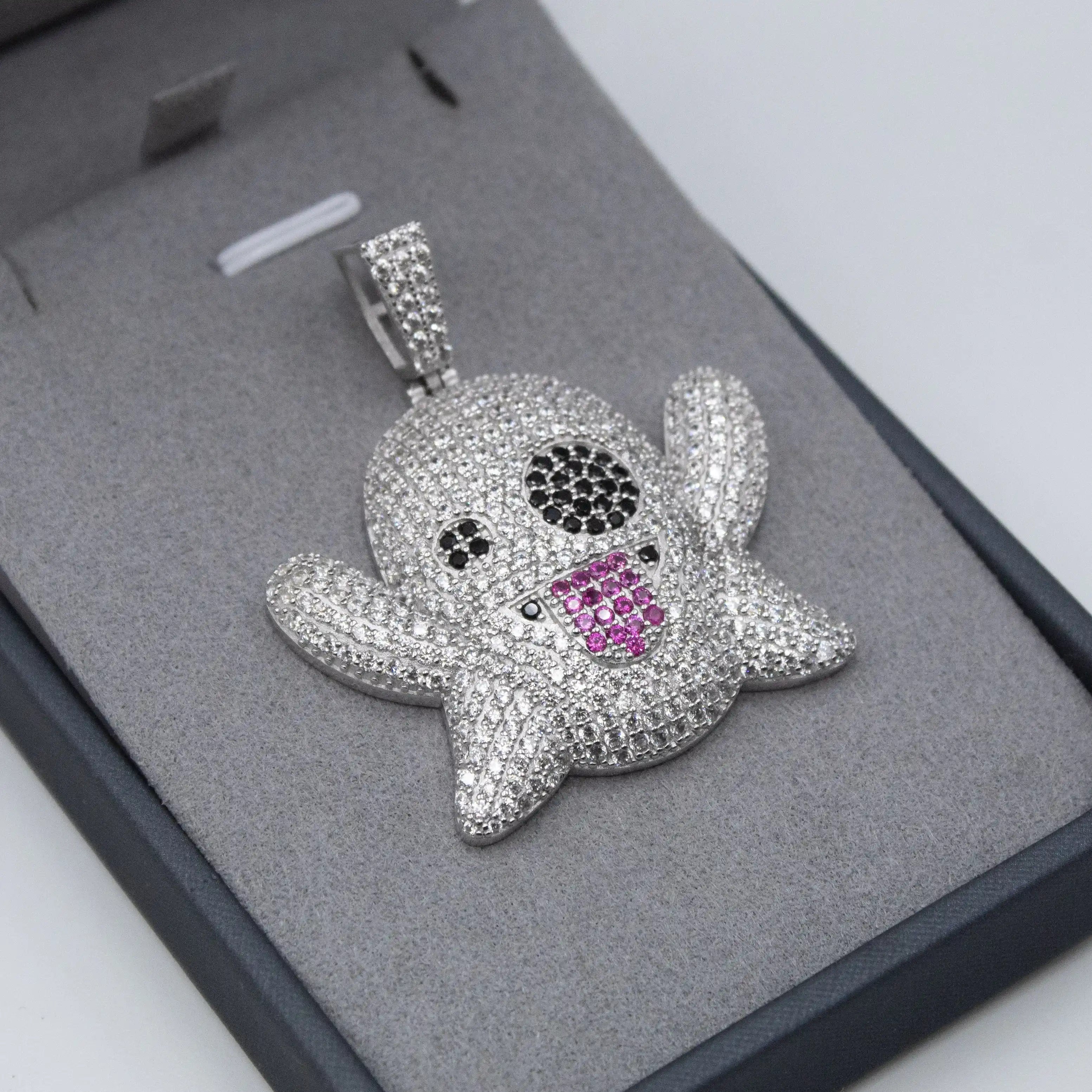 PINGENTE GHOST ICE CRAVEJADO - 20g - 5,0cm X 4,2cm - Prata 925