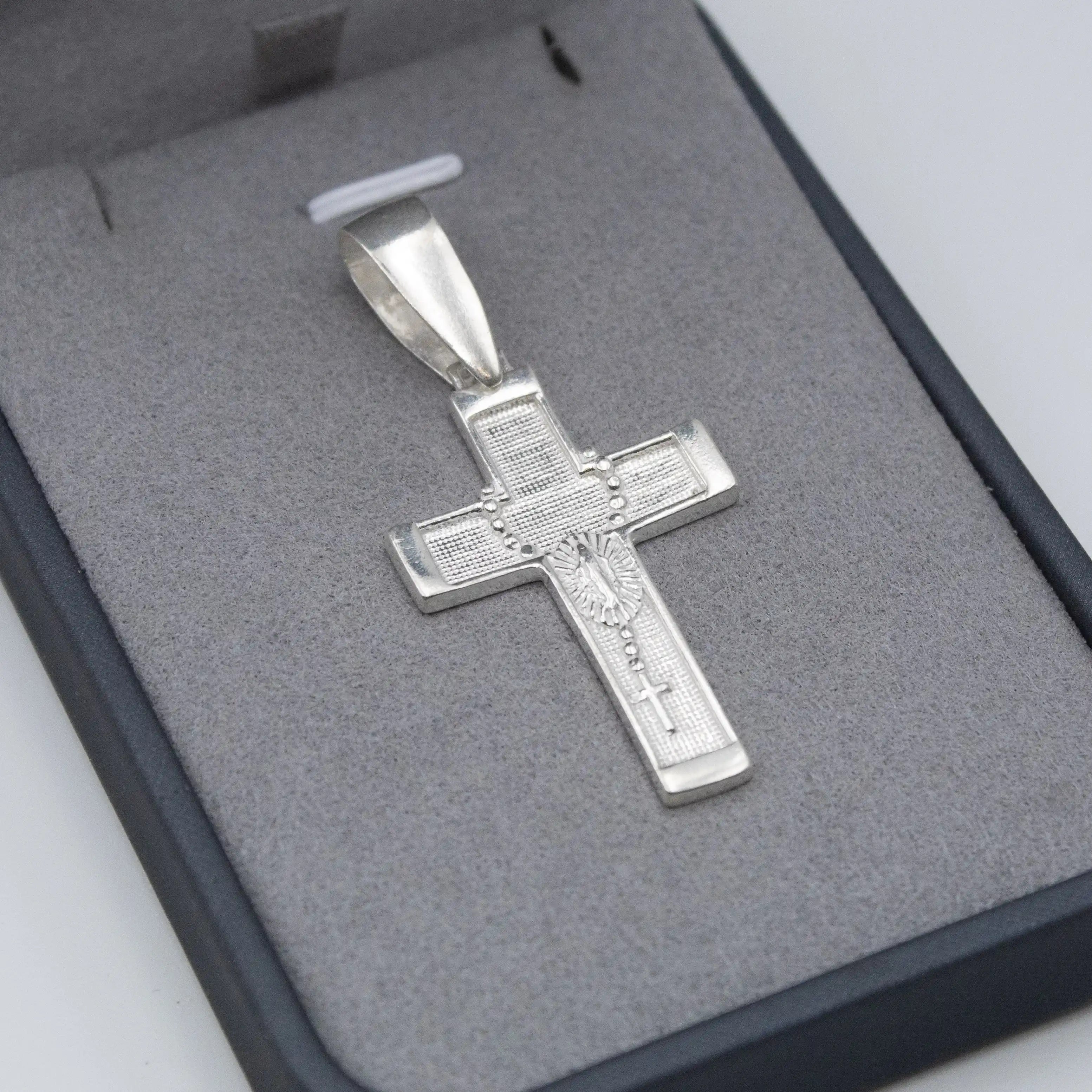 Pingente Cruz terço em Prata 925