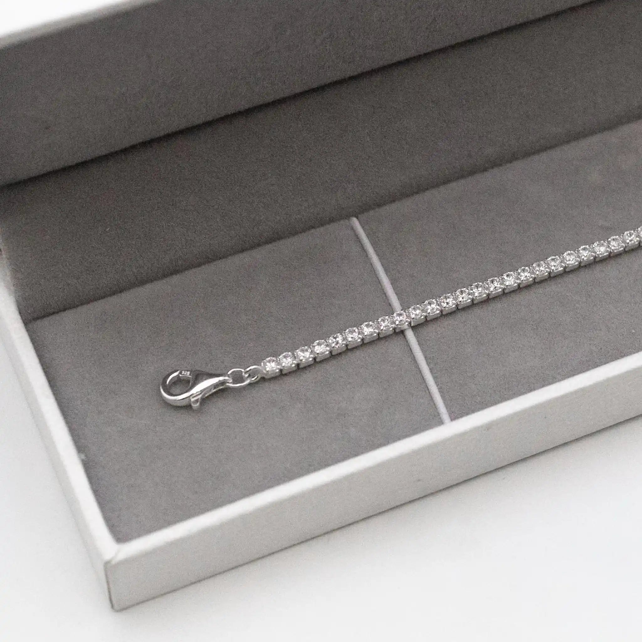 Pulseira Riviera 2mm em Prata 925