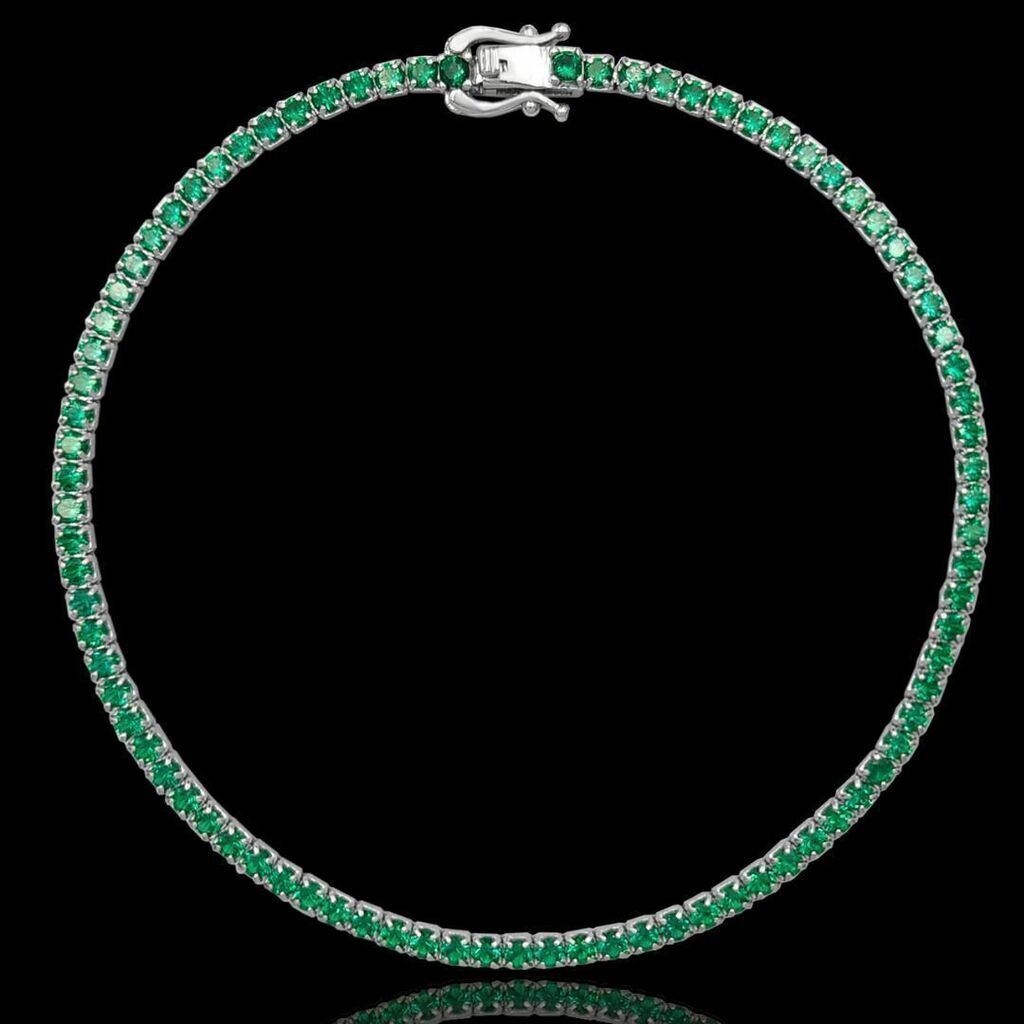 PULSEIRA TÊNNIS RIVIERA GREEN (2mm) - Prata 925