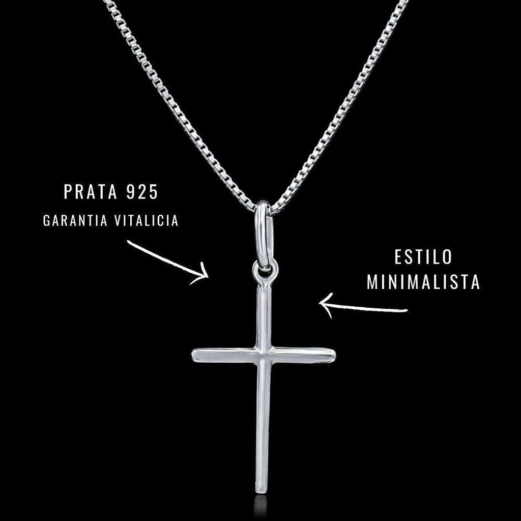 Conjunto Minimalista - Corrente Veneziana 1mm com Pingente Cruz Lisa (P) - Prata 925 - Rei Pratas Jewelry