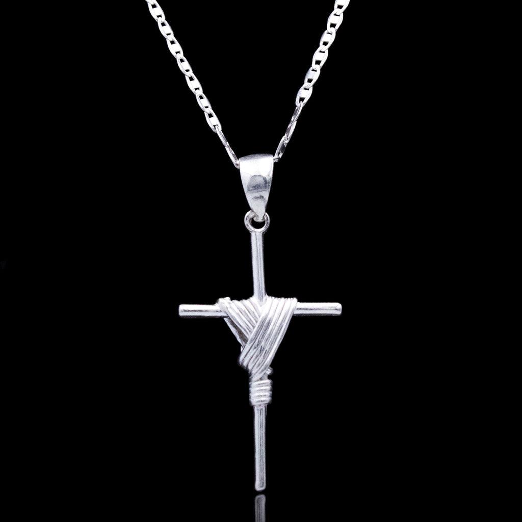 Corrente Piastrine 1,8mm (60cm) Pingente Crucifixo Enrolado - Prata 925 - Rei Pratas Jewelry