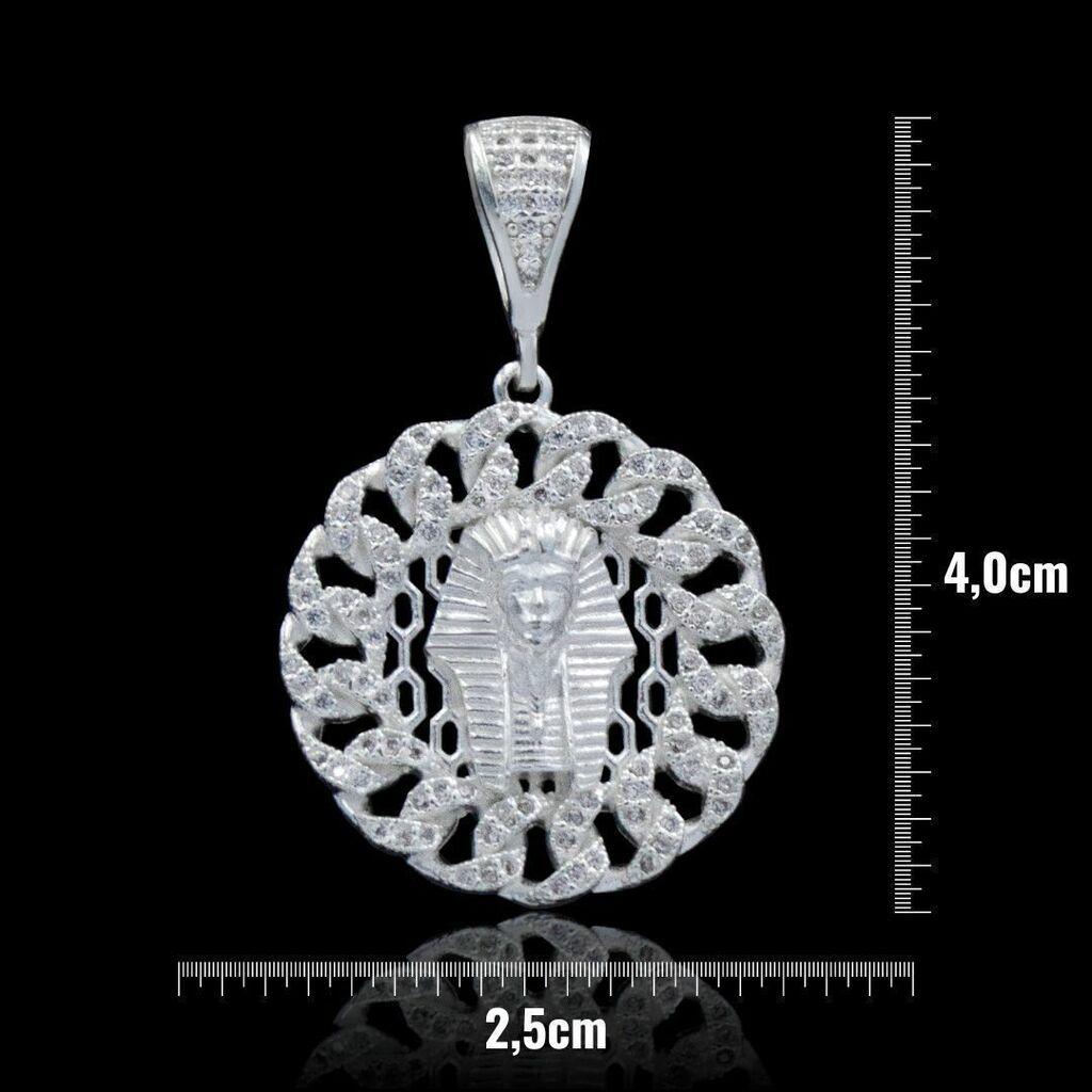 Corrente Sphere (2mm) 60cm - Pingente Faraó - Prata 925 - Rei Pratas Jewelry