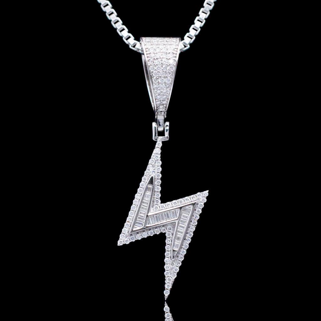 Corrente Veneziana (2,5mm) - 60cm - Pingente Lightning Bolt Moissanites Vvs1 - Prata 925 - Rei Pratas Jewelry