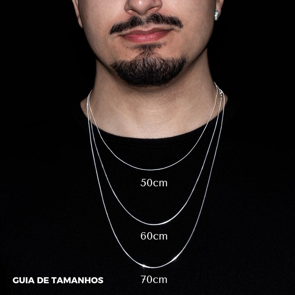 ESCAPULÁRIO ESTRELA DAVID SALMOS (1,2mm)- 70cm - 1,6cm X 1,2cm - Prata 925 - Rei Pratas Jewelry