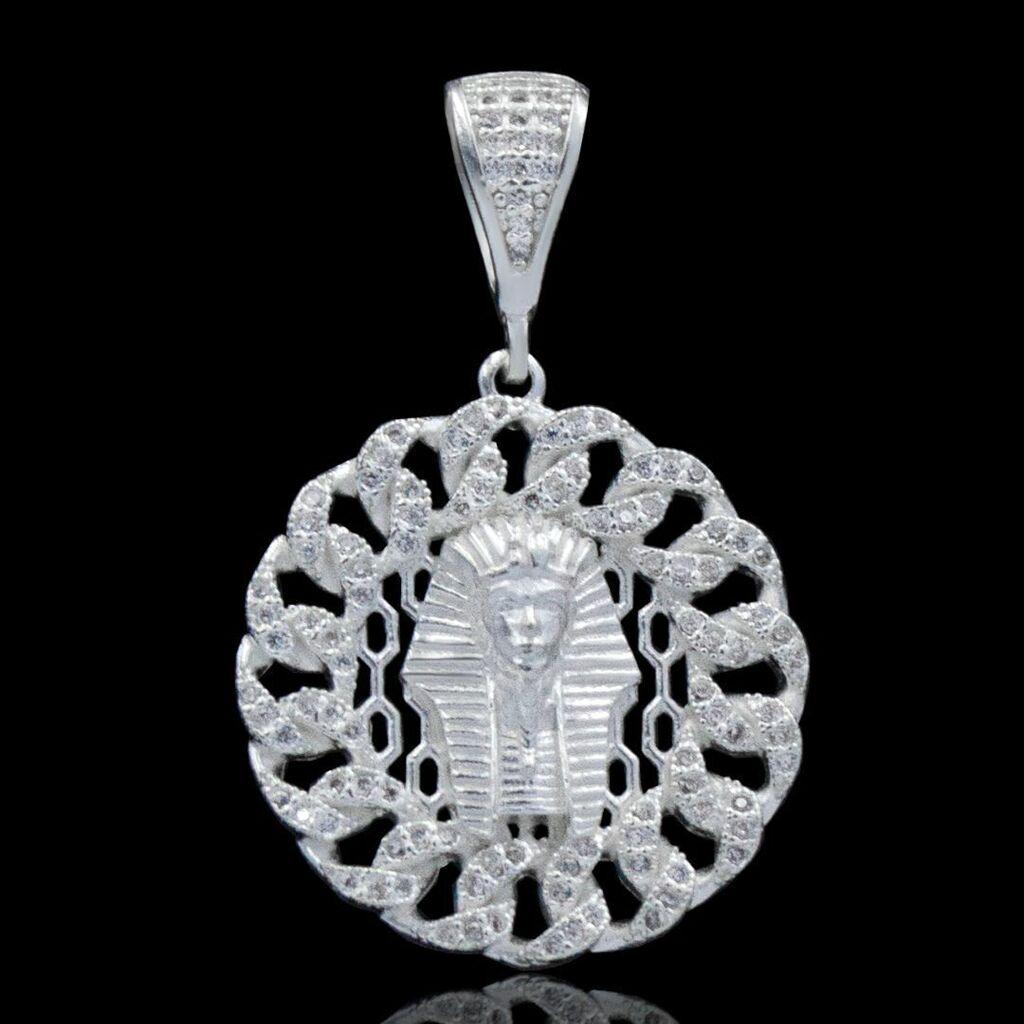 Pingente Faraó - 4cmX2,5cm - Prata 925 - Rei Pratas Jewelry