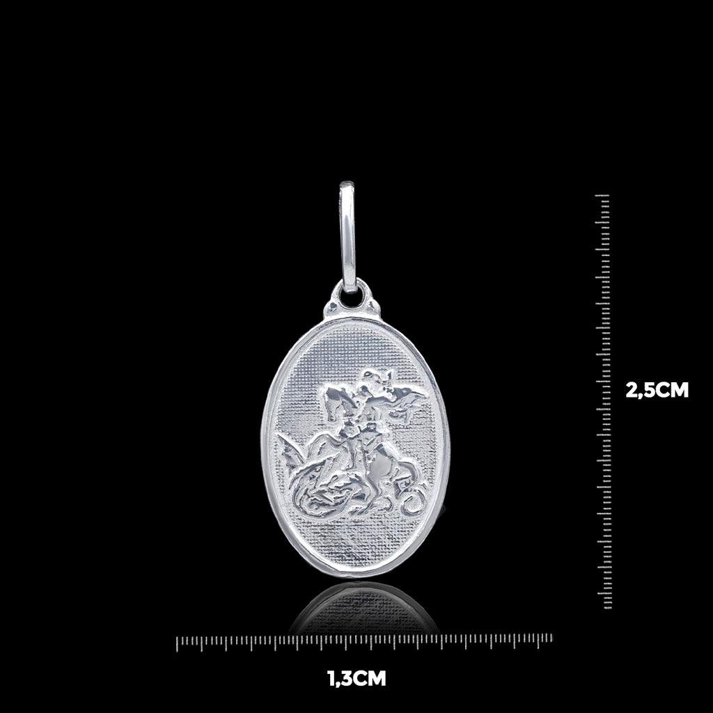 Pingente São Jorge Oval P 2,5cm X 1,3cm - Prata 925 - Rei Pratas Jewelry