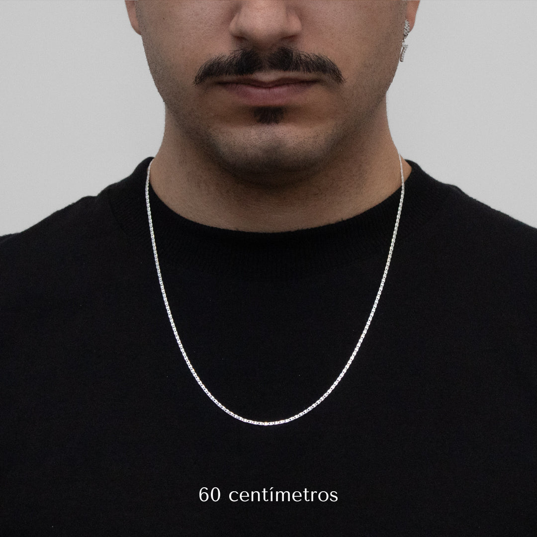 corrente de prata masculina - piastrine 2mm - prata 925