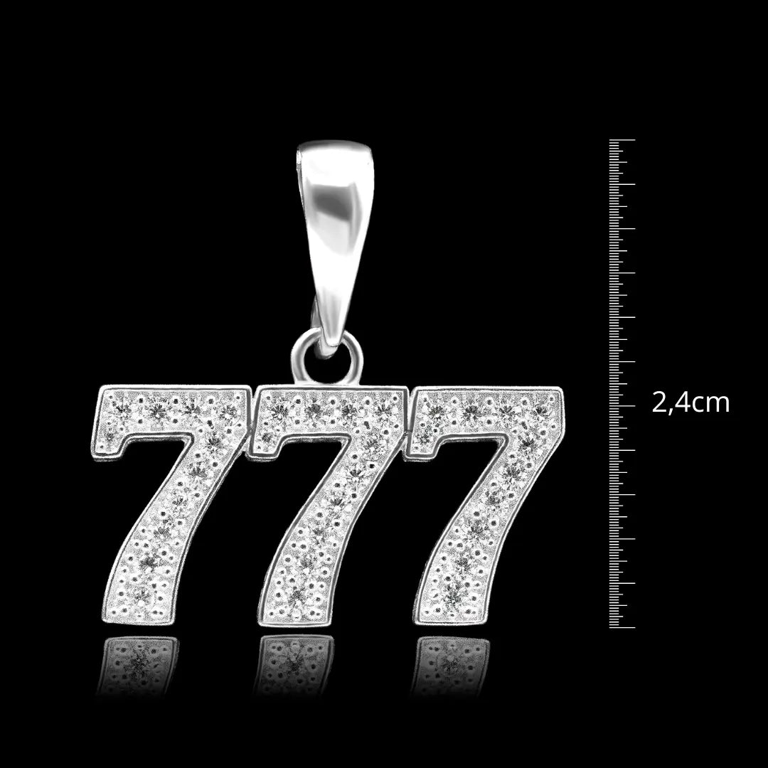 Pingente 777 Lucky cravejado em Prata 925