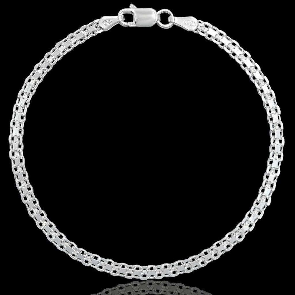 Pulseira Cadeado Duplo (3mm) - Prata 925 - Rei Pratas Jewelry