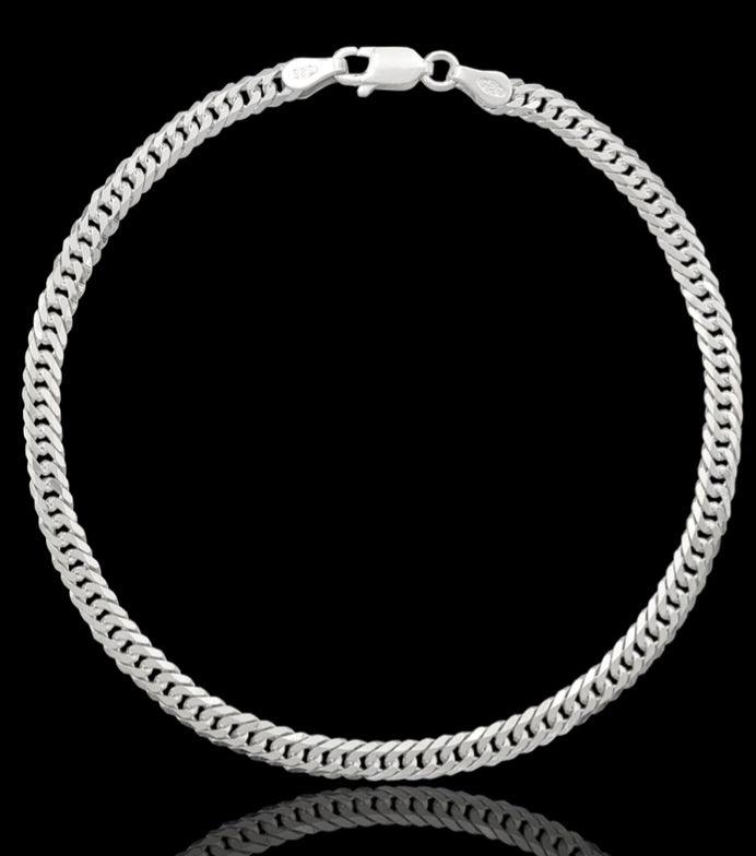 pulseira de prata masculina - grumet duplo 4mm - prata 925