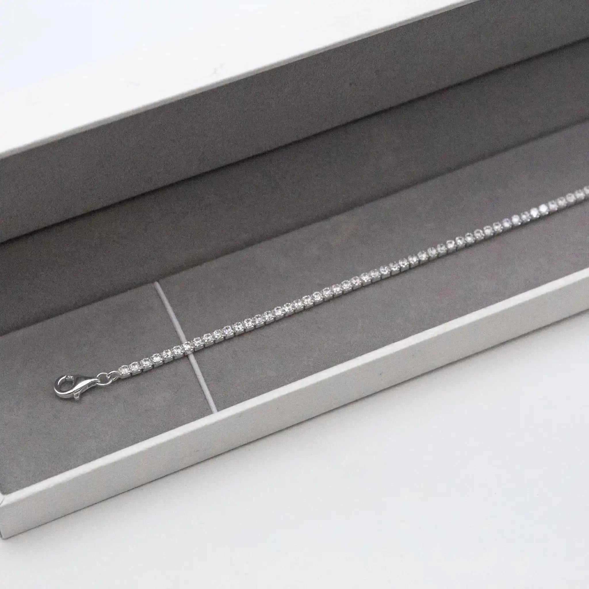 Pulseira Riviera 2mm em Prata 925